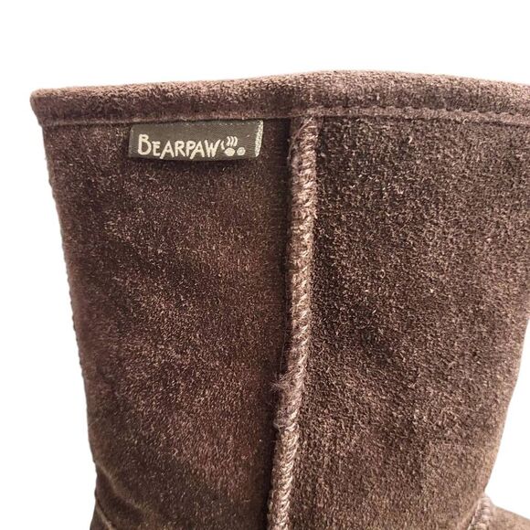 Bearpaw Brown Suede Leather Sheepskin Wool Lining Emma Short Winter Boots - Picture 5 of 13